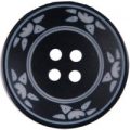 Milward Buttons – Size 25mm, 4 Hole, Sun Pattern, Black, Pack of 2