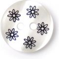 Milward Buttons – Size 15mm, 2 Hole, Flower Print, Pearl White, Pack of 4