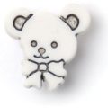 Milward Buttons – Size 15mm, Shank, Teddy Bear, White, Pack of 4