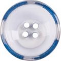 Milward Buttons – Size 22mm, 4 Hole, Clear/Blue, Pack of 2