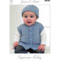 Cardigan, Waistcoat, Hat and Mittens in James C. Brett Supreme Baby DK (JB082)