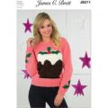 Ladies Christmas Pudding Sweater in James C. Brett Top Value DK (JB271)