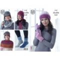 Hat, Cowl, Gloves, Shoulder Cover, Socks and Helmet in King Cole Curiosity DK (5147)