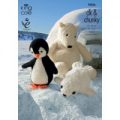 Penguin, Polar Bear and Seal Toys in King Cole Pricewise DK and Cuddles Chunky (9006)